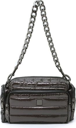 Think Royln Triad Quilted Faux Leather Crossbody Bag in Dark Mocha Patent at Nordstrom
