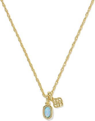 Kendra Scott Womens Mini Elisa Dira Necklace In Gold Blue Opal