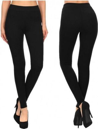 Trade Shop Trade Shop - Bm03 Leggings Da Donna In Cotone Elasticizzato Colori Alla Moda Grigio Nero Blu - Negro