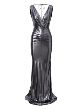 Lita Roche V-neck maxi dress - Silver