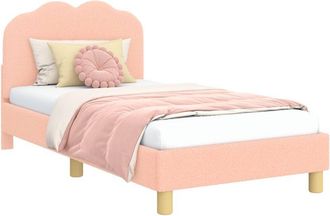 vidaXL Cama Para Ni&ntilde;os Con Cabecero Rosa 80 X 160 Cm Tela De Oveja Vidaxl