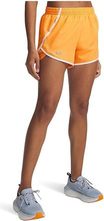 Under Armour Fly By Shorts Womens Shorts Orange Bloc/White/Reflective : LG (US 12-14), Mesh/Polyester