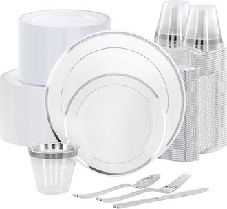 Elama 600Pc Disposable Plastic Dinnerware Party Set