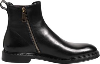 Dolce & Gabbana Black Chelsea Leather Mid Calf Boots Mens Shoes