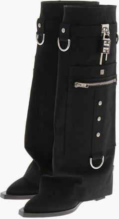 Givenchy Canvas Knee-High Boots COWBOY With Cargo Design 7cm Heel size 35
