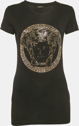 Versace Black Medusa Rhinestone Jersey T-Shirt