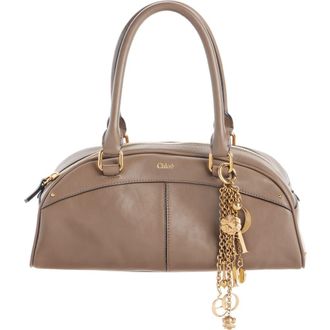Chlo&eacute; Bowling Leather Handheld Bag in Deep Taupe at Nordstrom