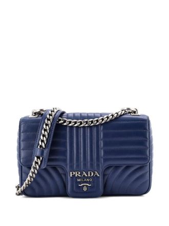 Prada Chain Flap Shoulder Bag Diagramme Quilted Leather Medium crossbody bag - Blu