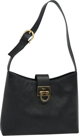 Ferragamo Gancio Flap Hobo Leather Leather Shoulder Bag Bag (Pre-Owned)