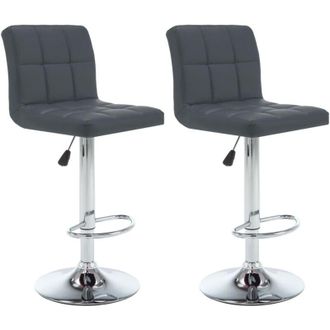 vidaXL Bar Stools 2 pcs Grey Faux Leather Vidaxl