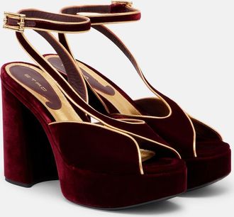 Etro 120 velvet platform sandals