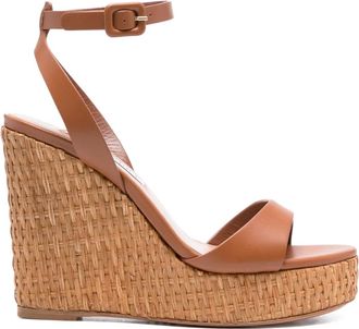 Aquazzura 110mm Sunseeker wedge sandals - women - Calf Leather/Calf Leather/Calf Leather/Straw - 36 - Brown