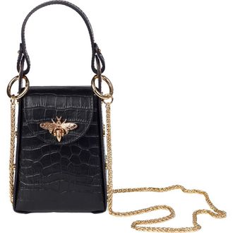 Persaman New York Anette Croc-Embossed Leather Crossbody Bag in Black at Nordstrom Rack