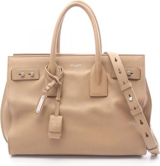 Saint Laurent Beige Leather Handbag Tote Bag (Pre-Owned)