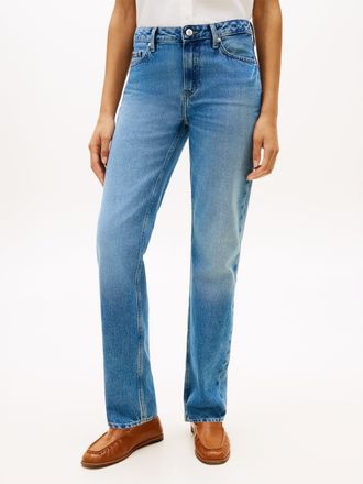 Tommy Hilfiger Straight-Jeans TOMMY HILFIGER, Damen, Gr. 26, L&auml;nge 32, finn, Denim/Jeans, Obermaterial: 100% Baumwolle, unifarben, lang, Jeans Straight-Jeans, mit de