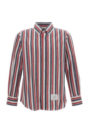 Thom Browne Multicolor Striped Relaxed Fit Linen-Cotton Thom Browne Shirt