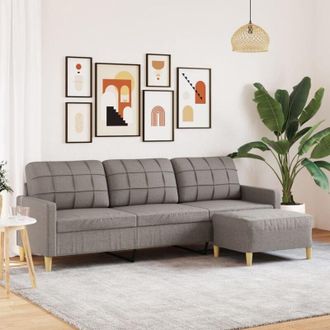 vidaXL Vidaxl - Sof&aacute; De 3 Plazas Con Taburete De Tela Gris Taupe 210 Cm