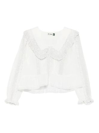 Rixo Caserta Broderie ruffled top - women - Cotton/Cotton - S - White