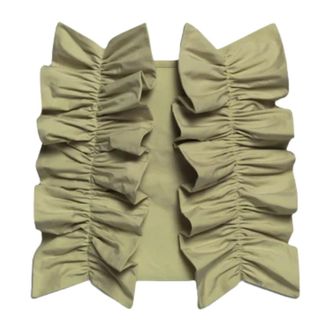 Weili Zheng Blouses, female, Green, Size: XS Mini Nylon Skirt with Invisible Zip and Large Ruffles
