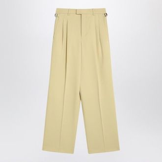 Ami Brede limoenkleurige wollen broek