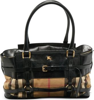 Burberry Houve geruite canvas leren shopper - Beige