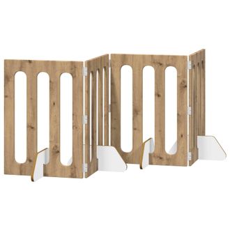 vidaXL Valla Plegable Para Mascotas 4 Pcs Roble Artesanal Vidaxl