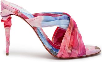 Christian Louboutin Affabula 100 Printed Crepe de Chin&eacute; Mules - Pink - 39 (IT39 / UK6)
