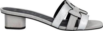 Furla Cilindro Heeled Mules - Dames - Muiltjes - Grijs - 36 EU - Leer - Schoenen
