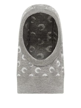 Marine Serre moon jacquard knit balaclava - unisex - Viscose/Virgin Wool - One Size - Grey