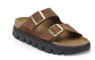 Birkenstock Womens Papillio Arizona Chunky Suede Leather Sandals In Dark Tea