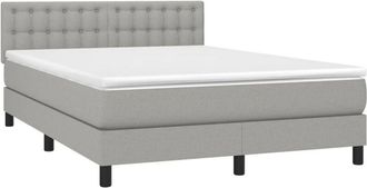 vidaXL Vidaxl - Cama Box Spring Con Colch&oacute;n Tela Gris Claro 140x190 Cm
