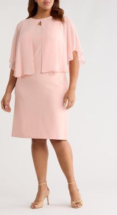 Connected Cape Midi Dress in Blush at Nordstrom, Size 14W
