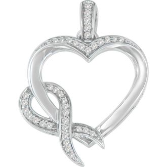 House of Brilliance Silver 1/6 cttw Diamond Heart Pendant Necklace in White at Nordstrom