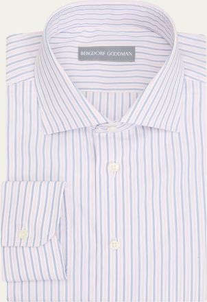 Bergdorf Goodman Mens Cotton Multi-Stripe Spread Collar Dress Shirt