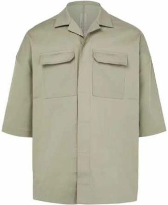 Rick Owens Oversized Celadon Groen Shirt Magnum Tommy - Heren - Korte mouwen Overhemden - Groen - L - Katoen - Overhemden