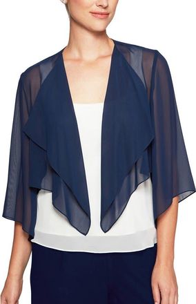 Alex Evenings Hanky Bolero Cardigan in Navy at Nordstrom, Size X-Large
