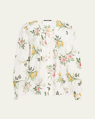 Kobi Halperin Ren Floral-Print Cutout Blouse