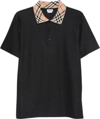Burberry Check Collar Cotton Polo Shirt