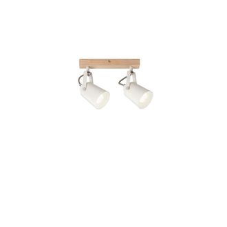 Luce-Ambiente-Design Apliques de metal blanco y madera con dos puntos de luz ajustables