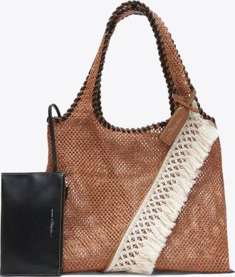 3.1 Phillip Lim Raffia Fringe Market Tote Bag in Brown at Nordstrom
