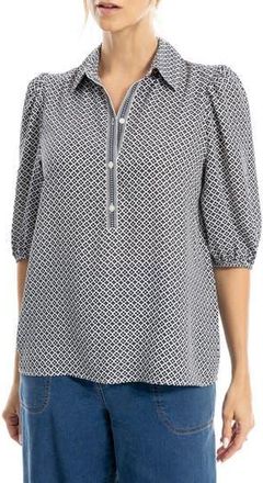 Max Studio Elbow Sleeve Top in Black Daisy Diamond/Ivory at Nordstrom Rack, Size X-Small