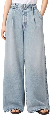 AllSaints Haze Pleat Wide Leg Jeans in Light Indigo at Nordstrom, Size 31