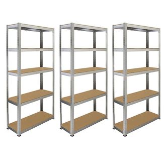 MonsterShop 6 x GALWIX 90cm x 180cm x 30cm Galvanised Racking in Silver | Size: 90 cm x 180 cm x 30 cm