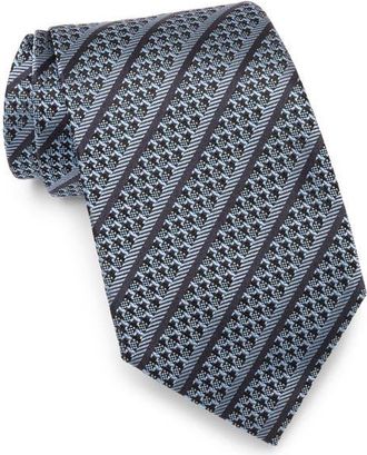 Ermenegildo Zegna Stripe Silk Tie in Brown/blue Stripe at Nordstrom