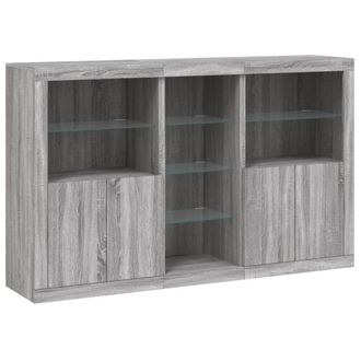 Berkfield Home Sideboard with LED Lights Grey Sonoma 162x37x100 cm | Size: 162 x 37 x 100 cm