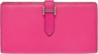 Herm&egrave;s Pre-owned B&eacute;arn Portemonnee - Dames - Vintage Accessoires - Roze - ONE Size - Leer - Vintage