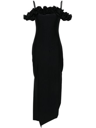 Coperni Ruffled Trim Black Midi Dress