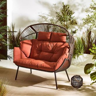 Furniturebox Egg Outdoor Garden Double Chair in Terracotta