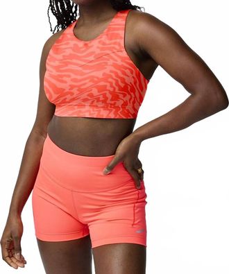 Brooks Drive 3 Pocket Sports Bra In Neo Cayenne/speedscape