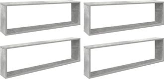 vidaXL Vidaxl - Estante Cubo Pared 4uds Contrachapado Gris Hormig&oacute;n 100x15x30cm
